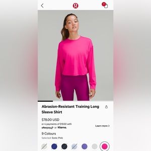 Abrasion resistant training long sleeve shirt lululemon sonic pink